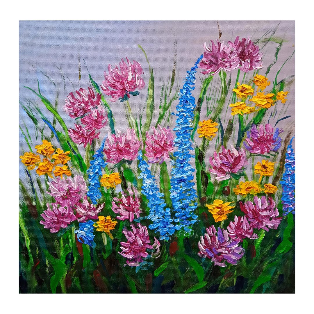 绘画与花卉花卉艺术原油画Impasto艺术20x20厘米 - 墙贴/壁贴 - 其他材质 多色