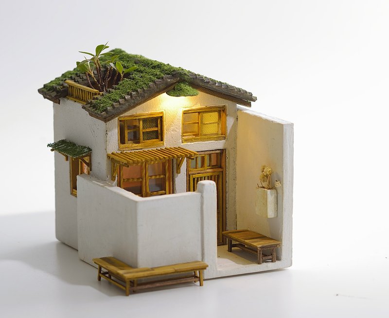 水泥老屋创作--白墙庭院光影老屋(订制) - 摆饰 - 水泥 咖啡色