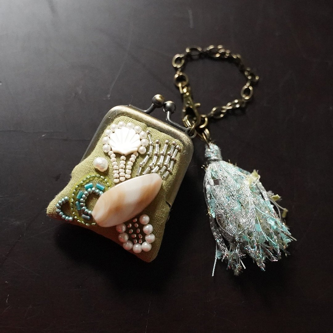 Small bag charm sparkle 25 - 化妆包/杂物包 - 棉 绿色
