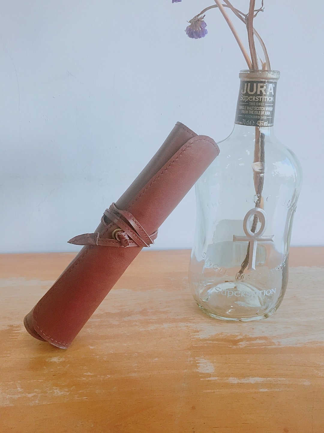 【梁絮皮艺】牛皮真皮笔袋/手工制作/工具/文具/水彩笔/画笔 - 其他 - 真皮 咖啡色