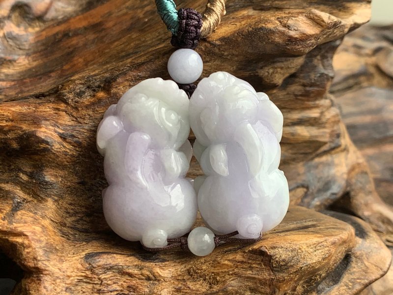 免费开光 快速出货 天然A货缅甸玉翡翠紫罗兰貔貅项链 粉嫩紫罗兰 - 项链 - 玉石 多色