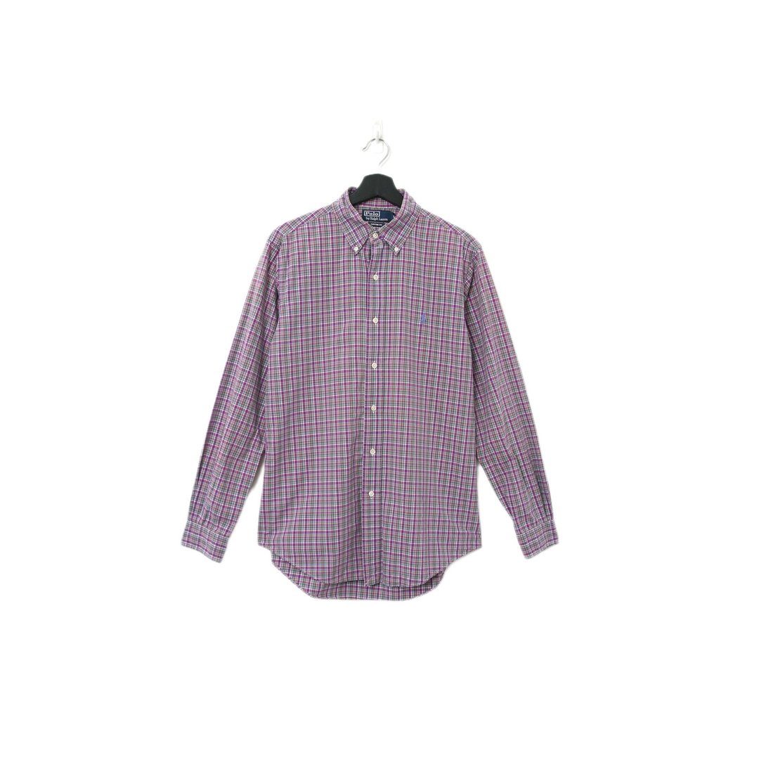 Back to Green-品牌衬衫 polo 紫绿格纹  LP-02//vintage shirt - 男装衬衫 - 棉 