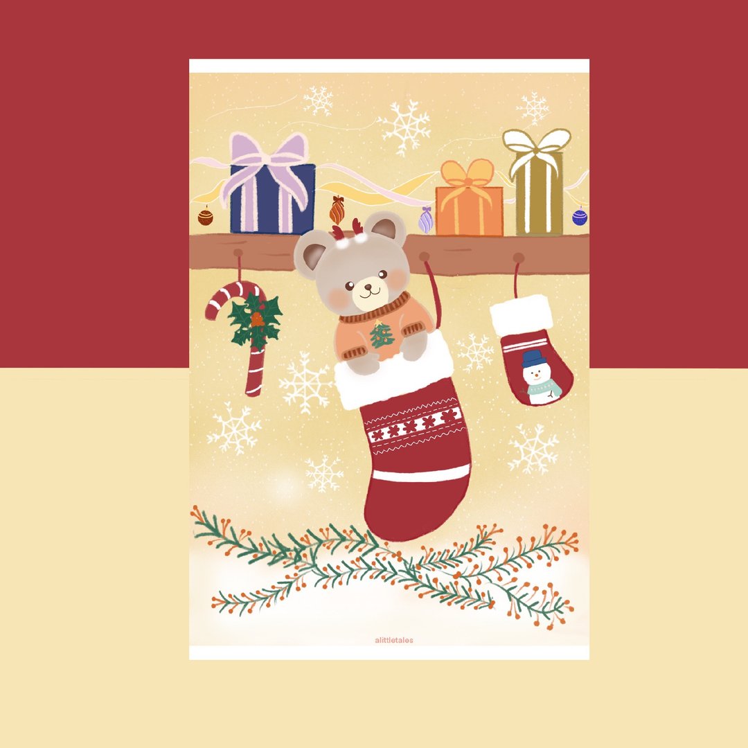 Digital postcard Teddy bear Christmas - 电子喜帖/贺卡/邀请函 - 其他材质 