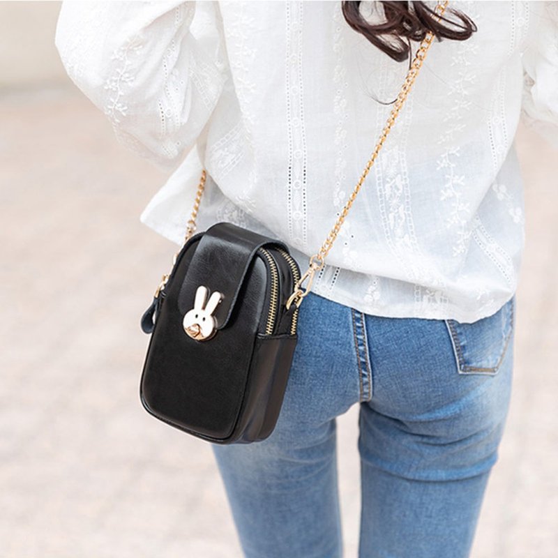 可刻字 斜挎包 iphone 手机袋 斜背包 单肩包 生日 客制礼物 白色 - 侧背包/斜挎包 - 其他材质 黑色
