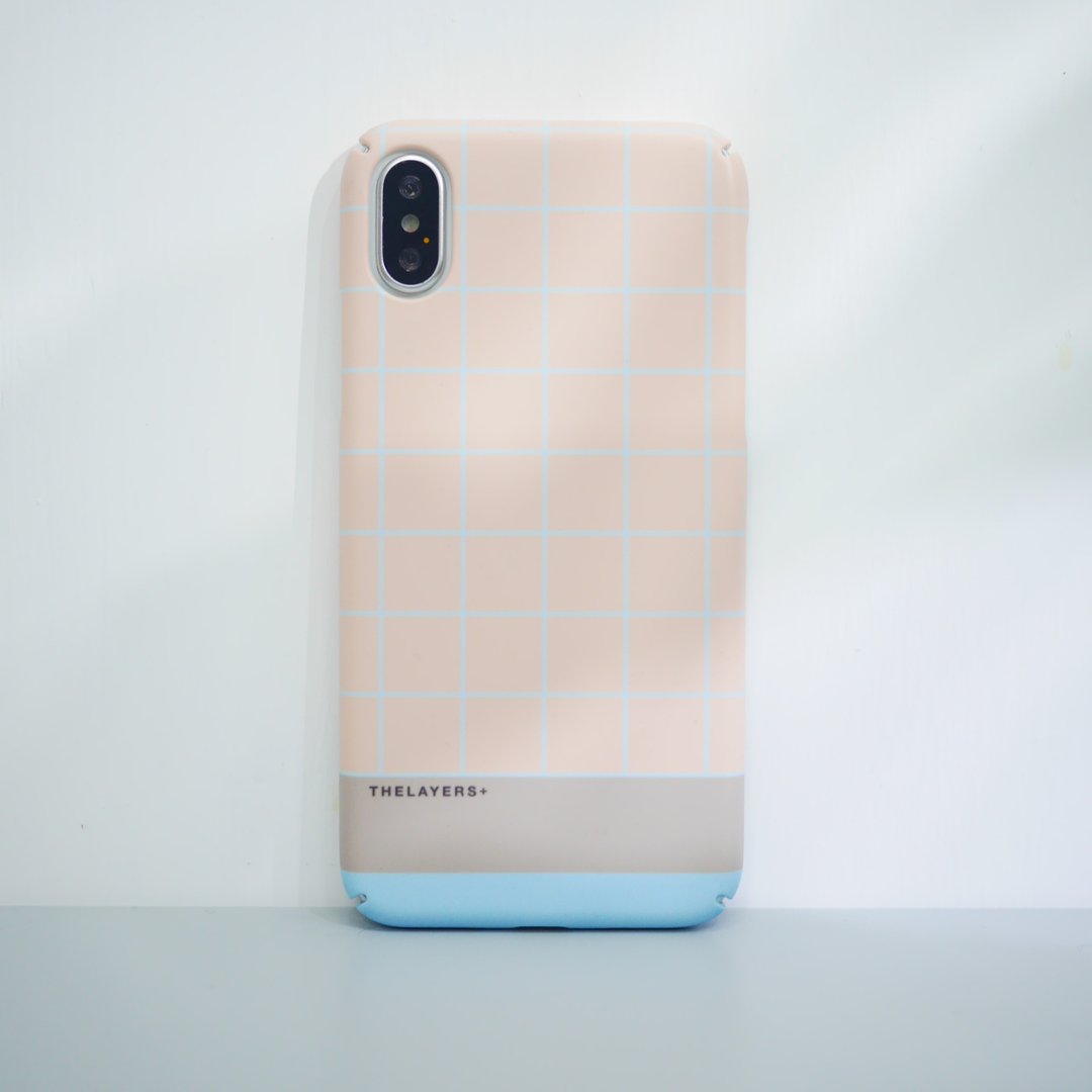 定制化几何简约粉色格子拚色 Phone case 可刻字原创手机壳硬壳 - 手机壳/手机套 - 塑料 粉红色
