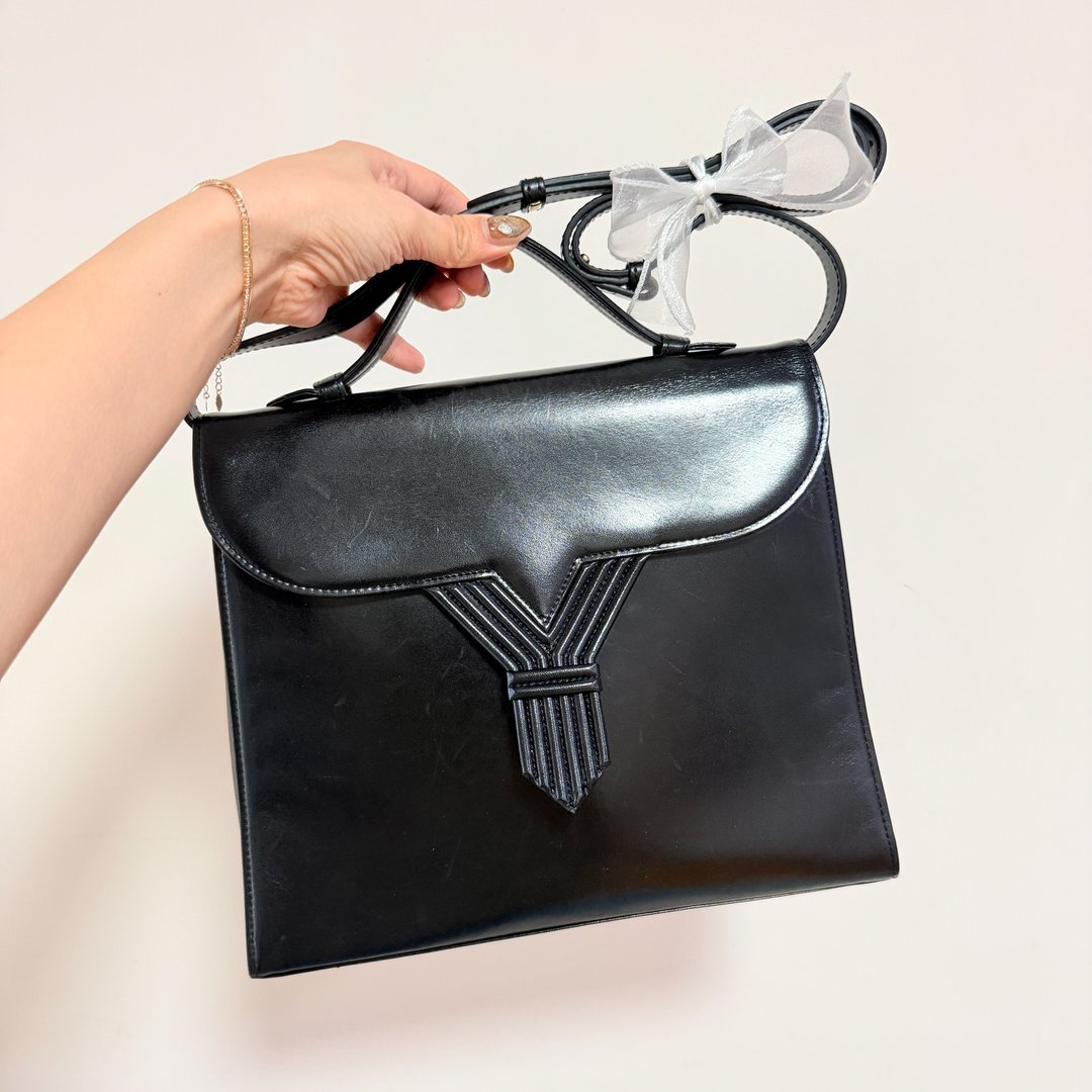 【日本中古】Vintage YSL Kelly Bag 皮肩带附 - 侧背包/斜挎包 - 其他材质 黑色
