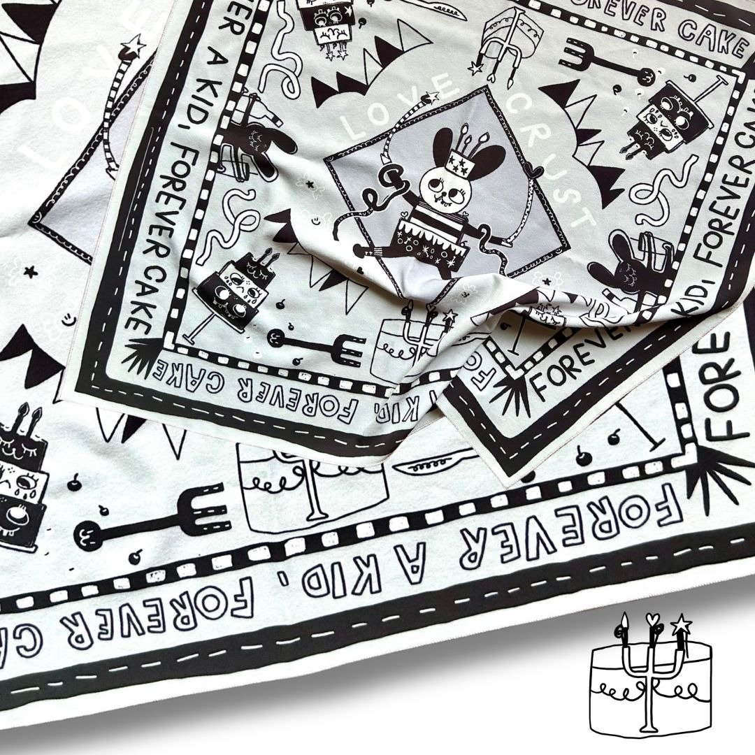 Bibo 丝巾 – Forever Kid, Forever Cake (60x60 厘米, 意大利丝绸) - 丝巾 - 丝．绢 
