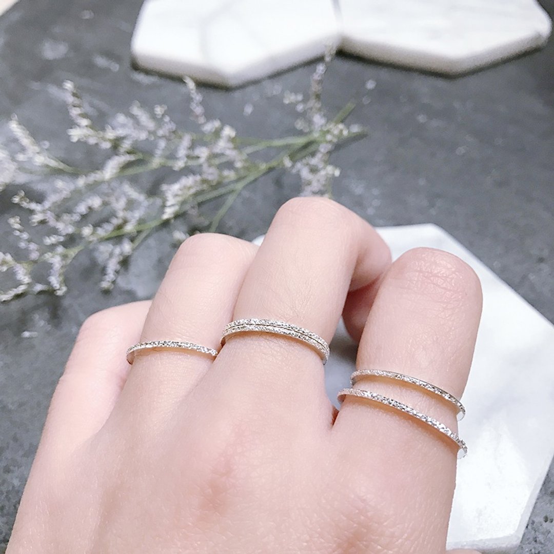 简约纯银星砂线戒 - 戒指 - 其他金属 银色