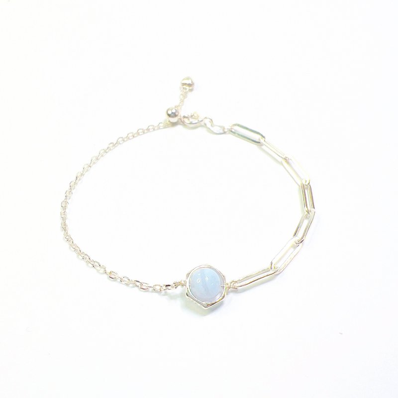 半月系列_蓝纹玛瑙手链 - 手链/手环 - 纯银 蓝色