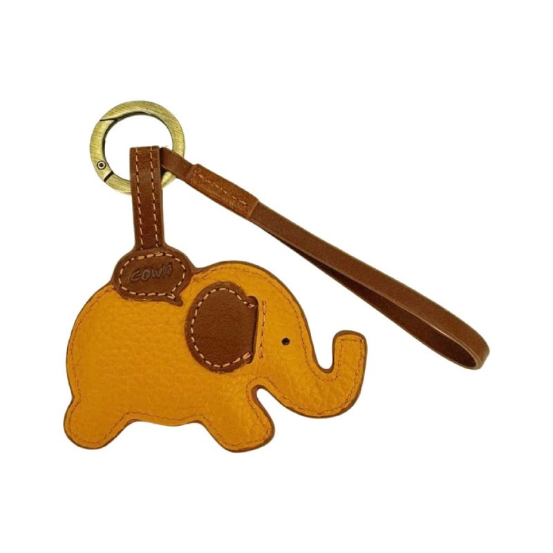 钥匙圈 吊饰 大象 - 钥匙链/钥匙包 - 真皮 黄色