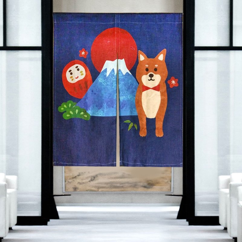 柴犬 富士山 门帘 - 门帘/门牌 - 棉．麻 蓝色