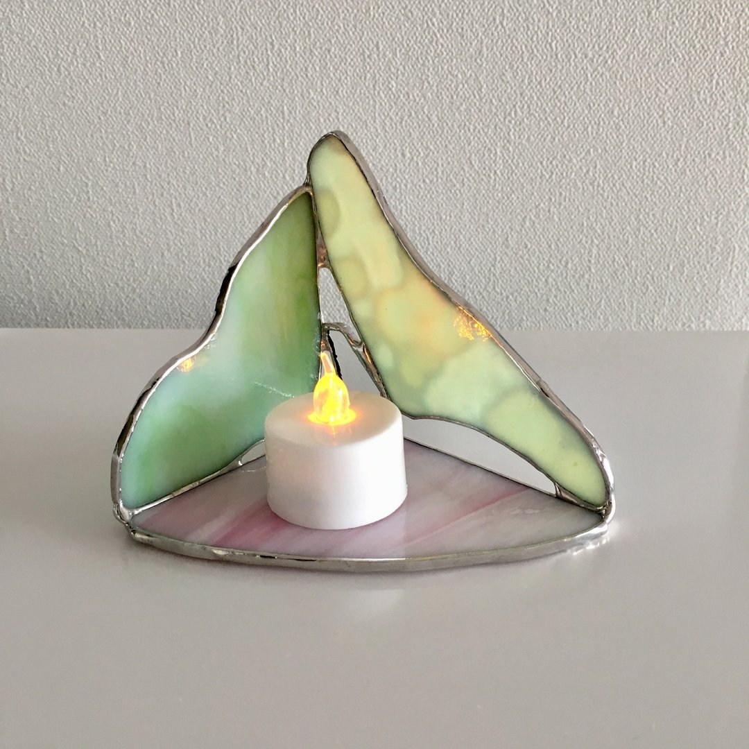 Candle night LED candle holder melon green glass Bay View - 蜡烛/烛台 - 玻璃 绿色