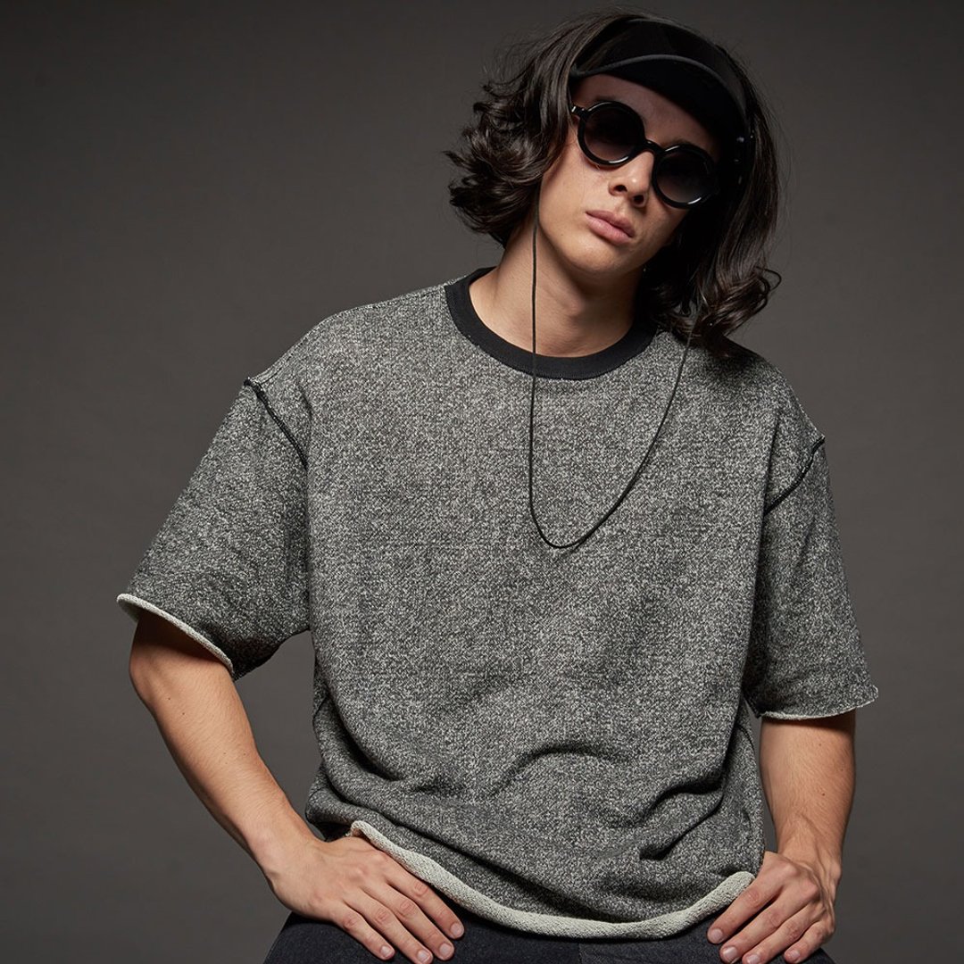Stone@s Twist Oversize Tee / 麻花混纺 - 男装上衣/T 恤 - 棉．麻 银色
