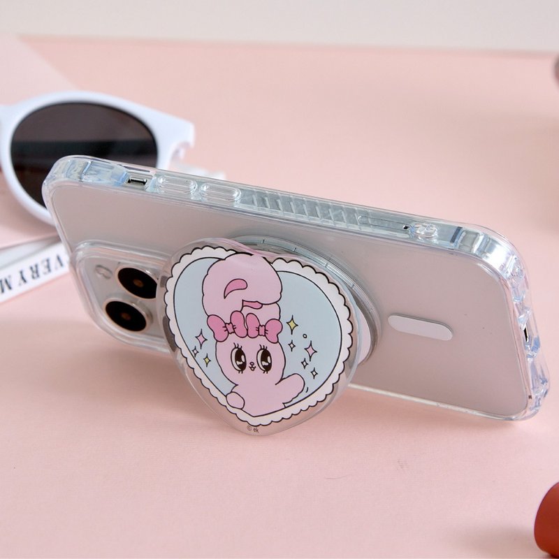 艾丝乐小兔心心映像MagSafe气囊支架 - 手机座/防尘塞 - 压克力 透明