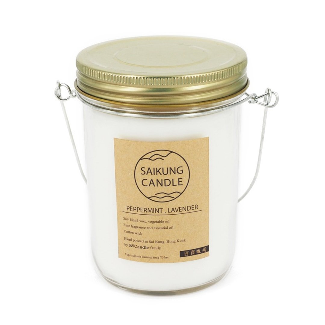 <SAIKUNG Candle> 天然香薰蜡烛 - 薄荷 . 薰衣草  (PEPPERMINT . LAVENDER ) - 蜡烛/烛台 - 纸 