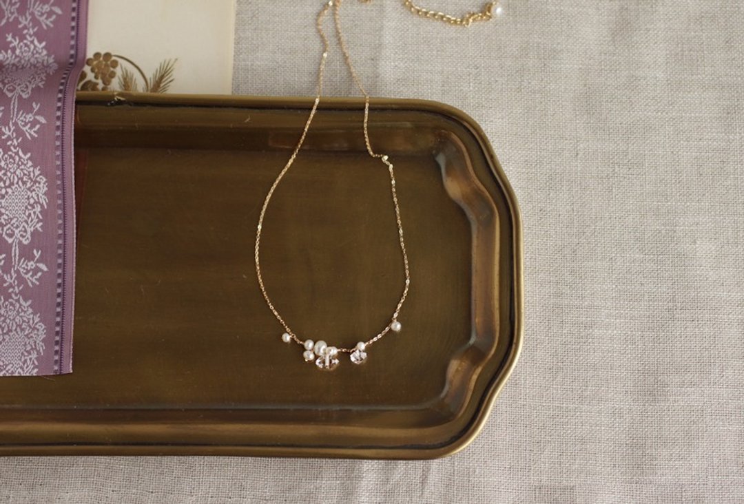 14kgf-Karen necklace - 项链 - 宝石 白色