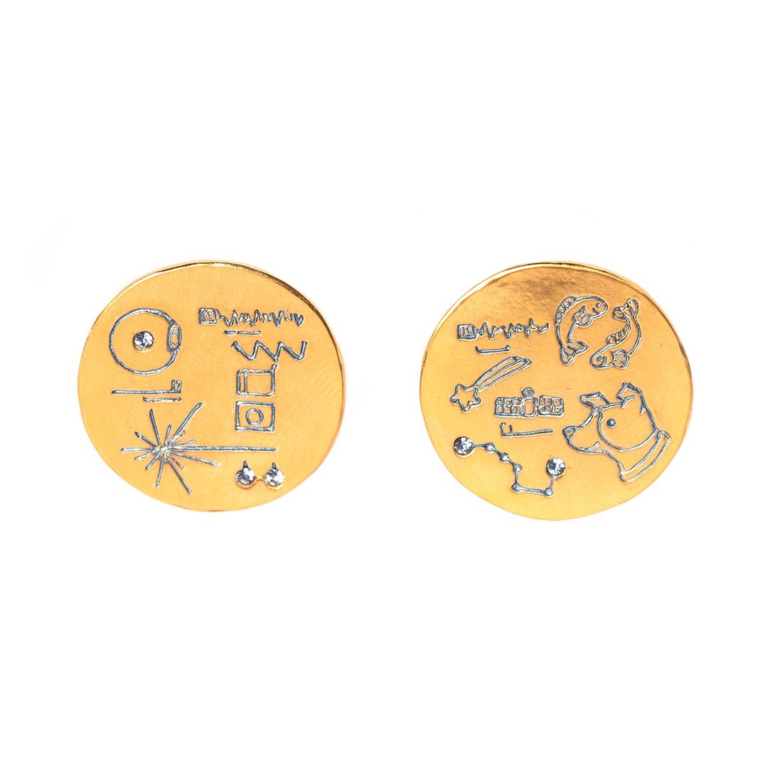 Golden Record - 耳环/耳夹 - 其他金属 金色