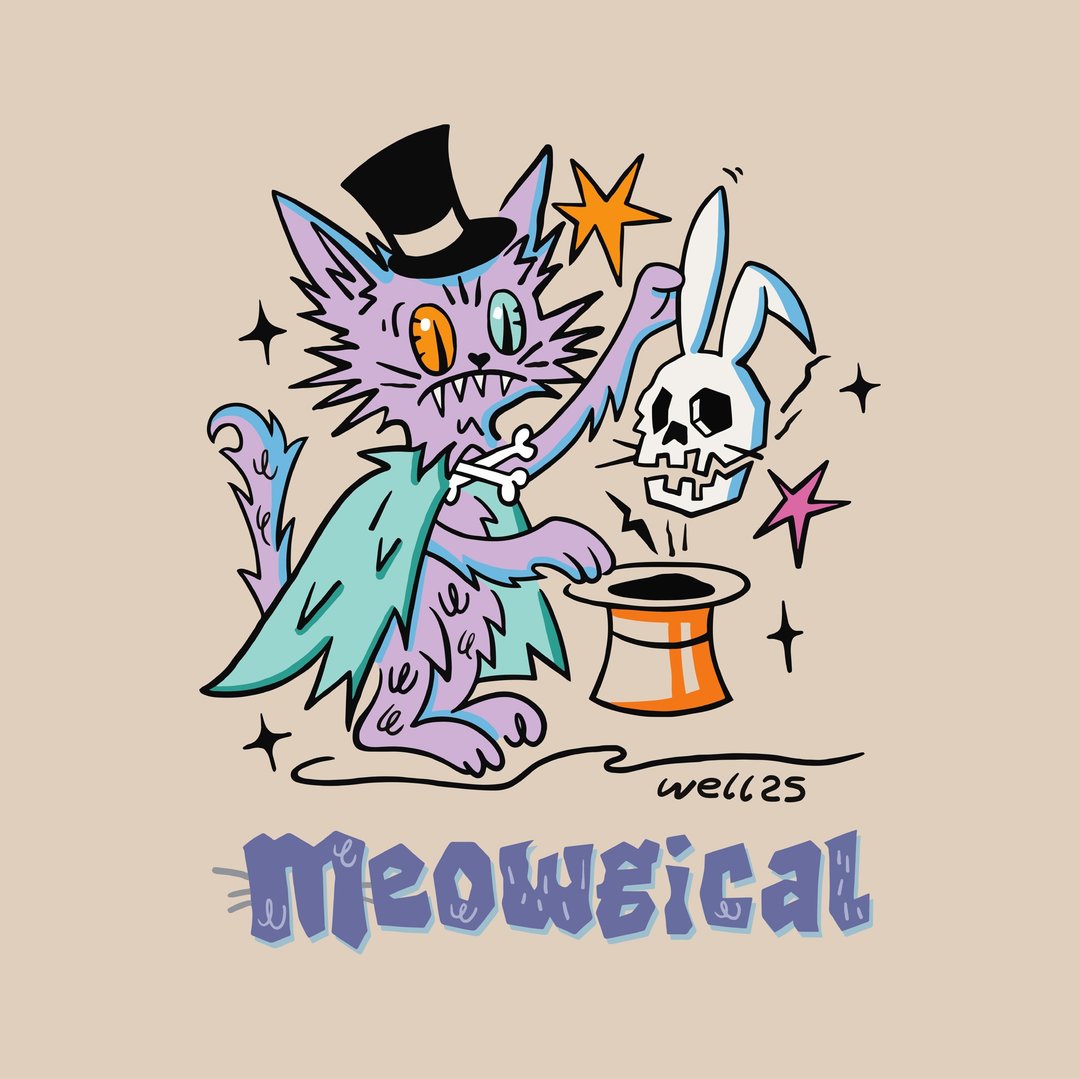 MEOWGICAL 奇幻魔术师 T 恤-(男女同款) - 女装 T 恤 - 棉 卡其色