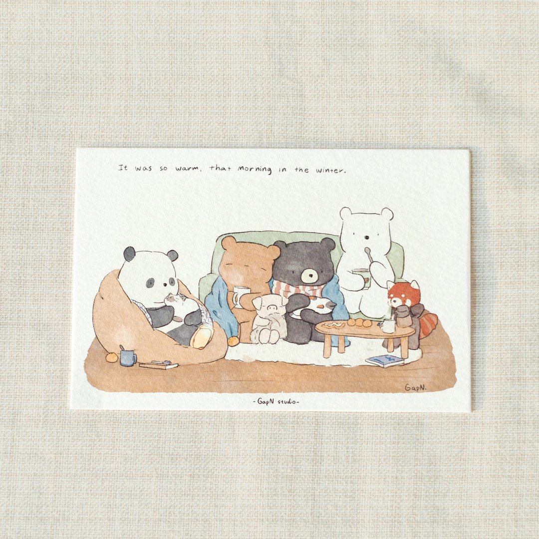 Postcard Poster Warm winter morning I 2023 collection - 卡片/明信片 - 纸 白色