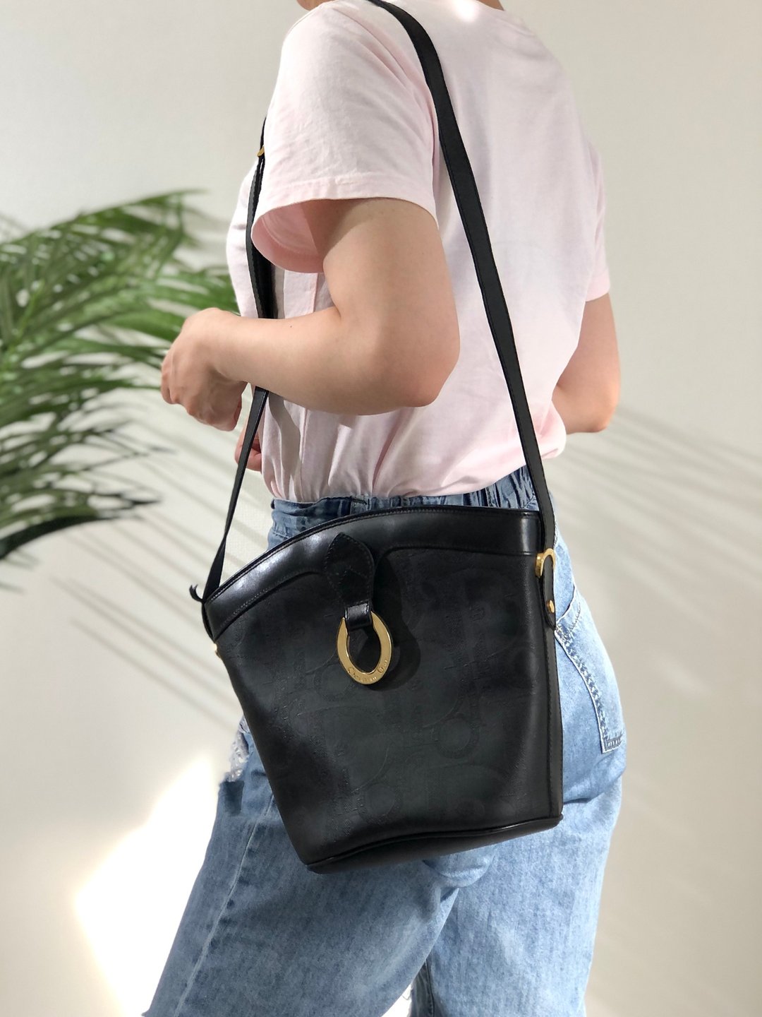 【日本发货】Christian Dior Dior Trotter 椭圆形 PVC 皮革水桶单肩包黑y42cbj - 侧背包/斜挎包 - 真皮 黑色