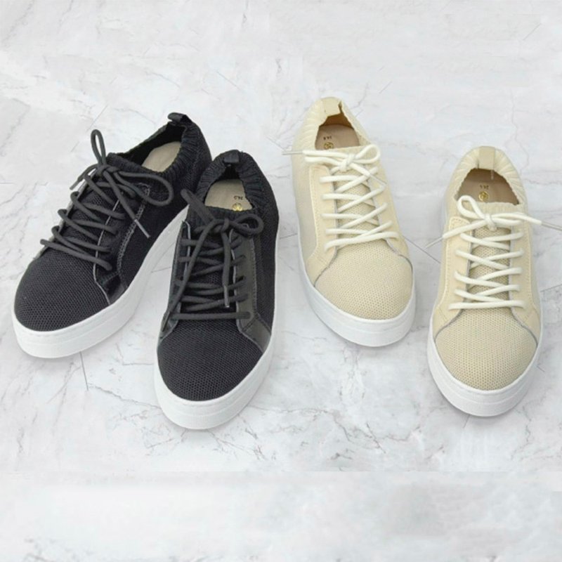 透气网布松紧休闲鞋-黑/杏 8083L - 女款休闲鞋 - 其他材质 黑色