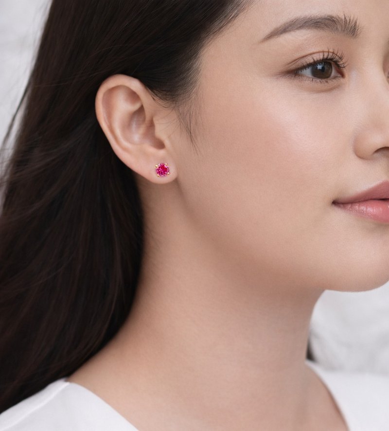 以精致品味点亮您的气质，这款 925 纯银 Pink Sapphire 造型耳环，拥有经典设计。 - 耳环/耳夹 - 宝石 咖啡色