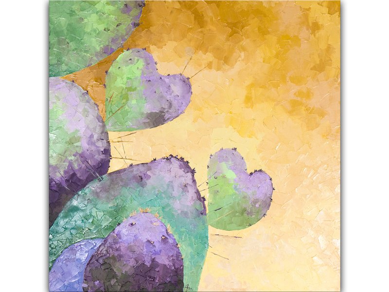 仙人掌画, 花卉植物, 原画, 花画, 原创油画 - 海报/装饰画/版画 - 其他材质 紫色