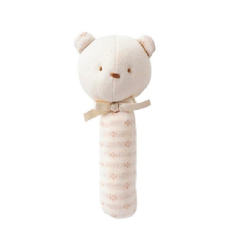 【日本OP mini】有机棉婴儿棒摇铃/玩偶 小熊 - 玩具/玩偶 - 棉．麻 