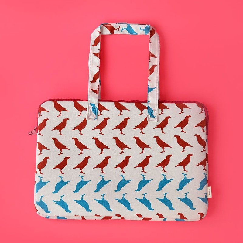 15.5寸笔电收纳包/台湾八哥5号/古宅红粉 - 平板/电脑保护壳 - 棉．麻 红色