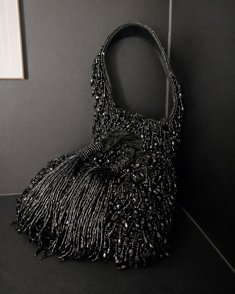 AMELIA 手工晚宴包 手拿包款 Medici Night (黑色) - 手拿包 - 绣线 黑色