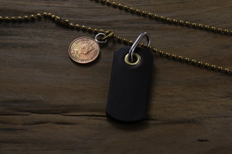 硬币项链-香港一毫1975年 - 项链 - 真皮 咖啡色