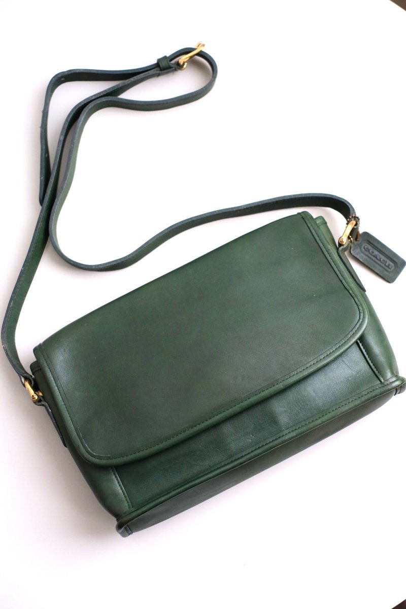 Vintage Coach Bag古董包/皮革袋/中古袋 - 侧背包/斜挎包 - 真皮 绿色