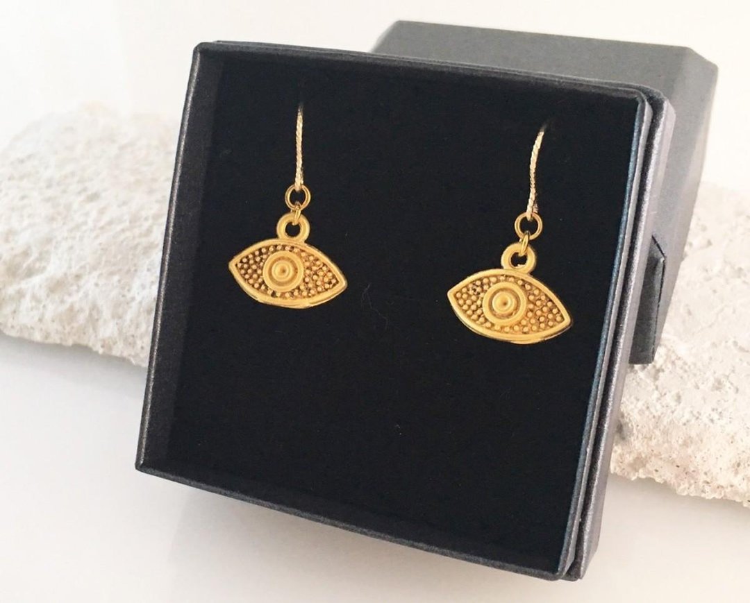 Evil Eye ◆ Evil Eye Amulet ◆ K14GF Earrings / Clip-On - 耳环/耳夹 - 其他金属 