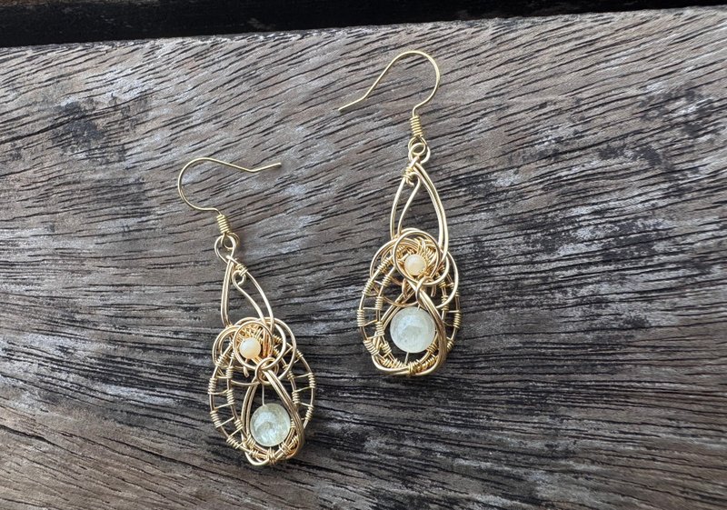 金属编织壶形耳环—可改夹式 - 耳环/耳夹 - 铜/黄铜 金色