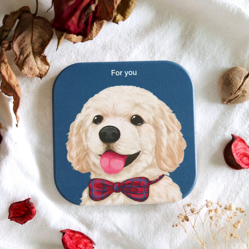 狗狗陶瓷吸水杯垫 黄金猎犬 汪汪 可爱 小动物 插画 周边 礼物 - 杯垫 - 陶 蓝色