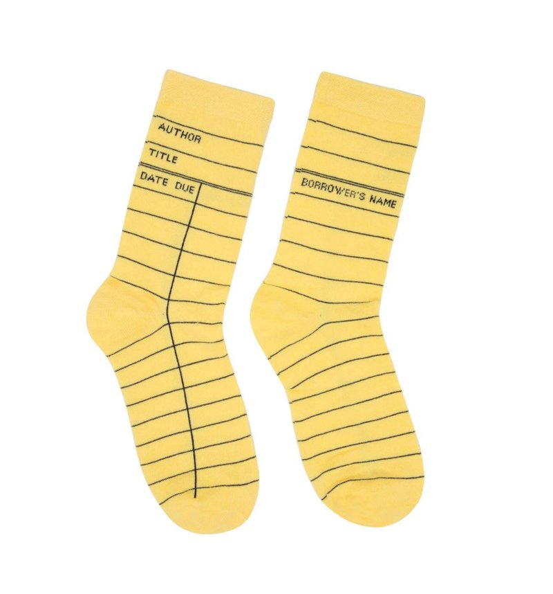 黄色借书卡袜子 - 袜子 - 棉．麻 黄色