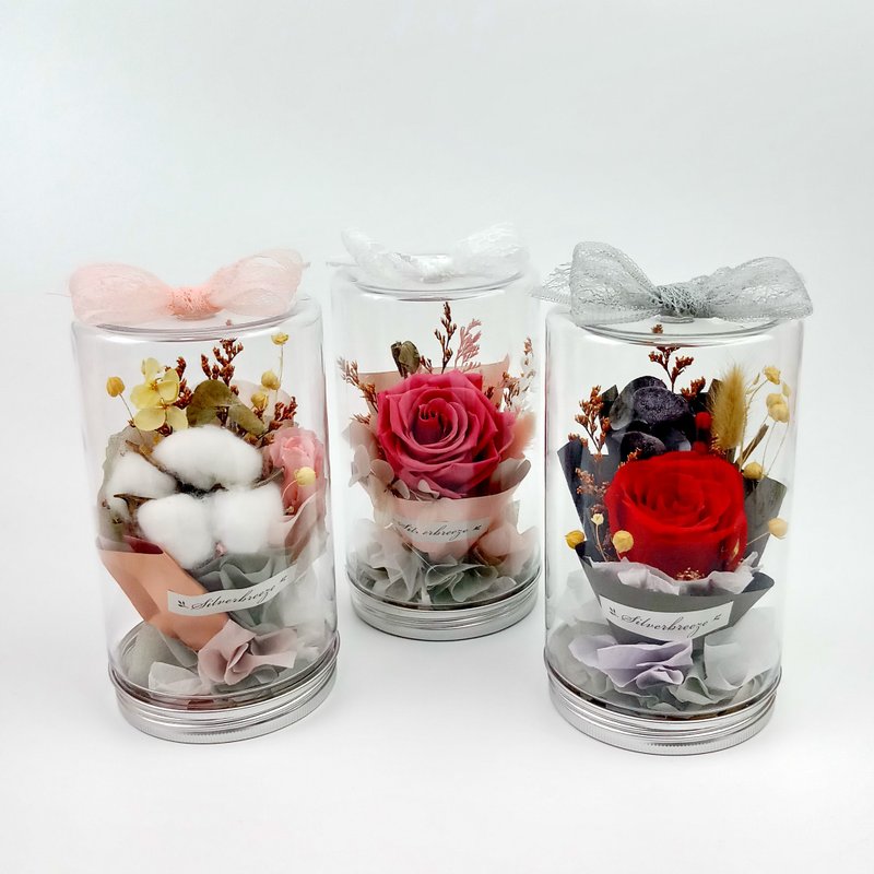 永生花花罐  永生花摆设 永生玫瑰 情人节礼物 生日礼物 PF-0012 - 干燥花/捧花 - 植物．花 粉红色