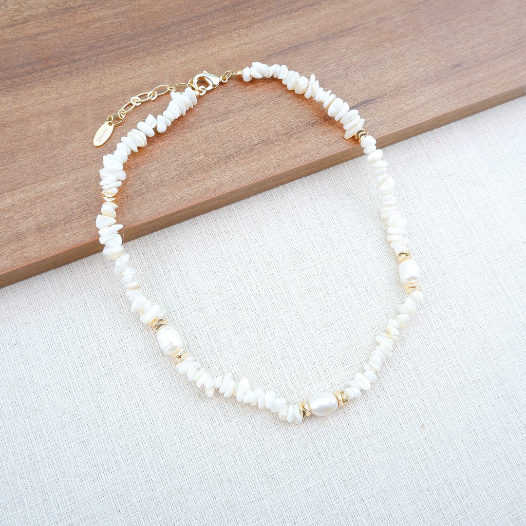 Freshwater Pearl and MOP Short Necklace - 项链 - 珍珠 白色