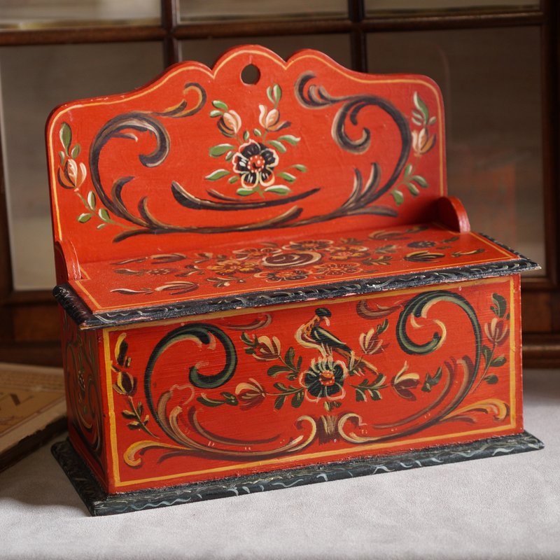 荷兰Hindeloopen风格手绘壁挂置物盒/老物/老件 - 收纳用品 - 木头 红色