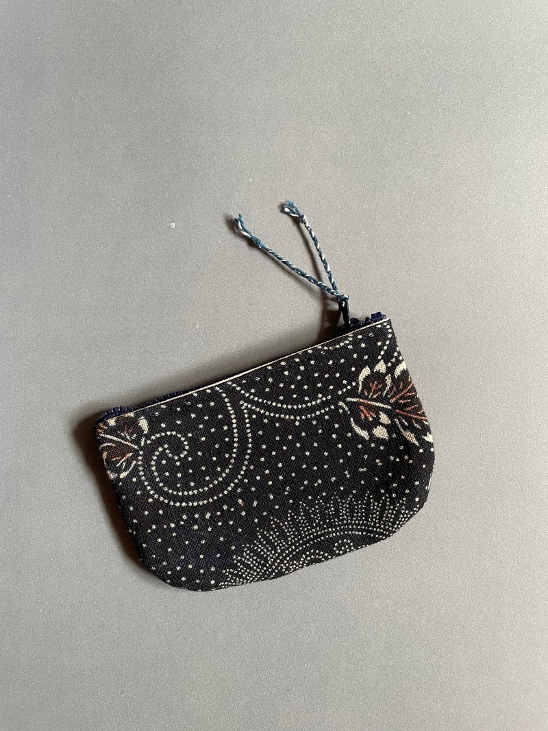 手工 古布 零钱包 雪花 handmade kofu coin pouch - 零钱包 - 棉．麻 蓝色