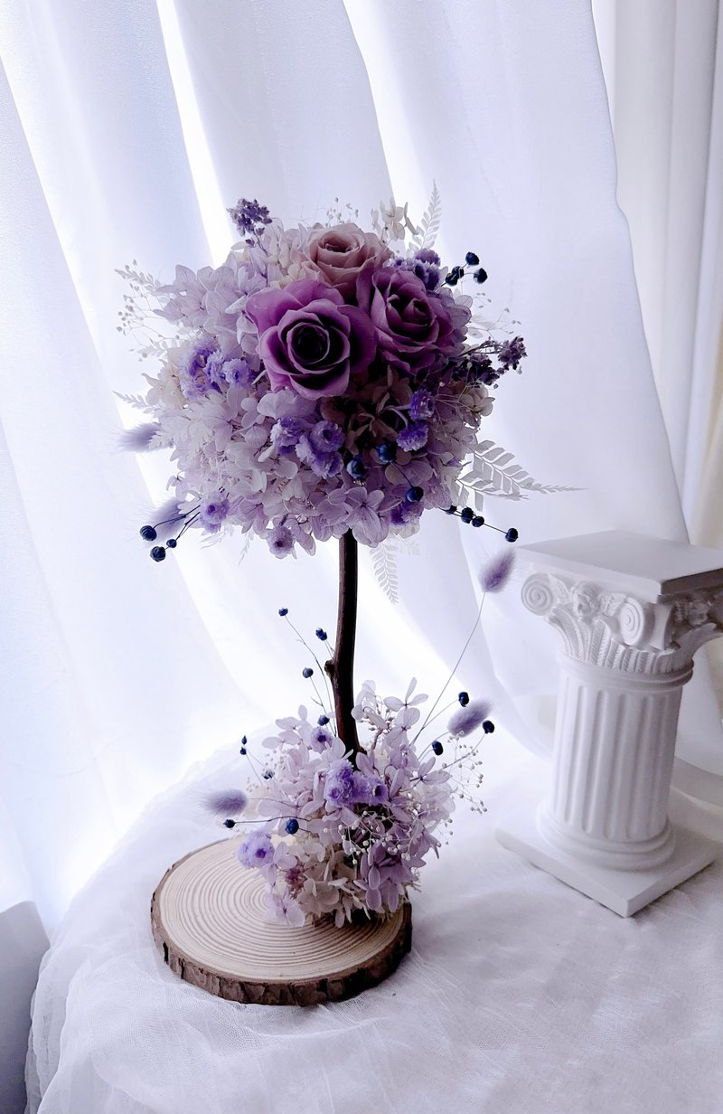 梦幻紫永生花花树球名片架/开幕花礼/ - 干燥花/捧花 - 植物．花 