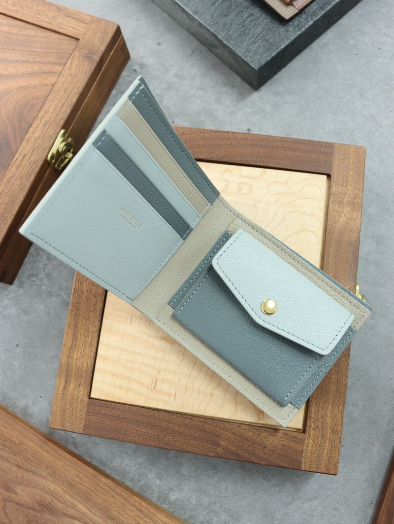 Nativemade 短银包 法国山羊皮女装 短夹 钱包 钱夹 皮夹 - 皮夹/钱包 - 真皮 蓝色