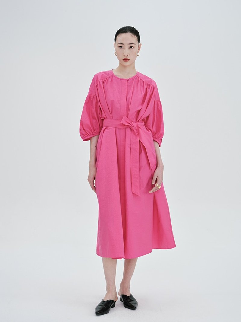 【灯笼袖】新中式复古中国风 收腰系带连衣裙 - 女装西装外套/风衣 - 其他材质 多色