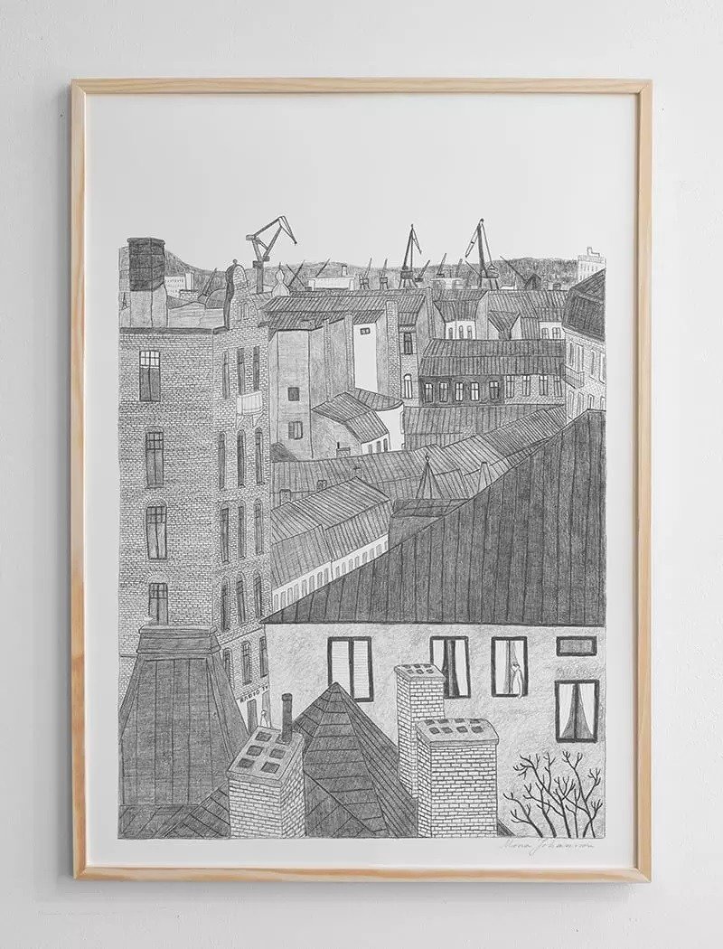 Mona Johansson - 瑞典艺术家设计海报 HAMNEN POSTER - 海报/装饰画/版画 - 纸 黑色