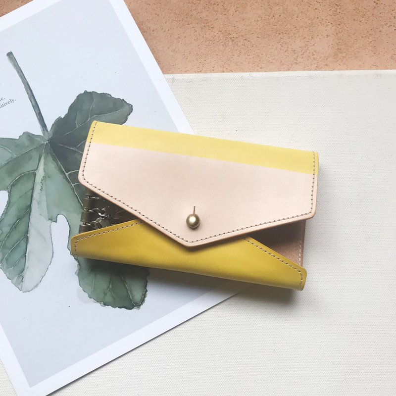 信封钥匙套_6支钥匙_原皮渐层暖黄 - 钥匙链/钥匙包 - 真皮 黄色