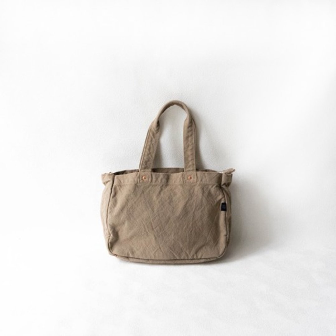 Zip Tote [Beige] (VC-23) - 手提包/手提袋 - 棉 卡其色
