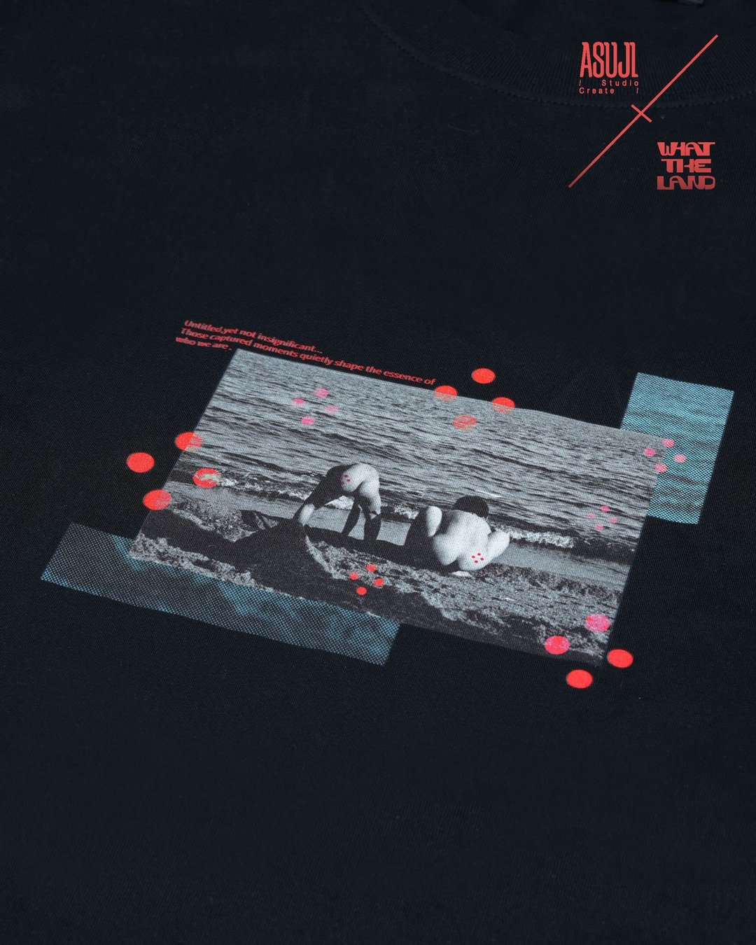 What the land 联乘 x 无名之日 x Asuji Studio - 中性连帽卫衣/T 恤 - 棉 黑色