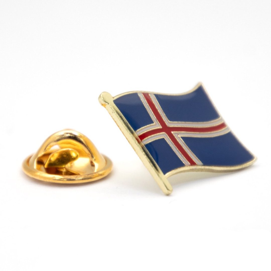 Iceland 冰岛国旗纪念别针 国徽胸徽 游学出国 国家胸徽 国旗配饰 - 胸针 - 其他材质 多色