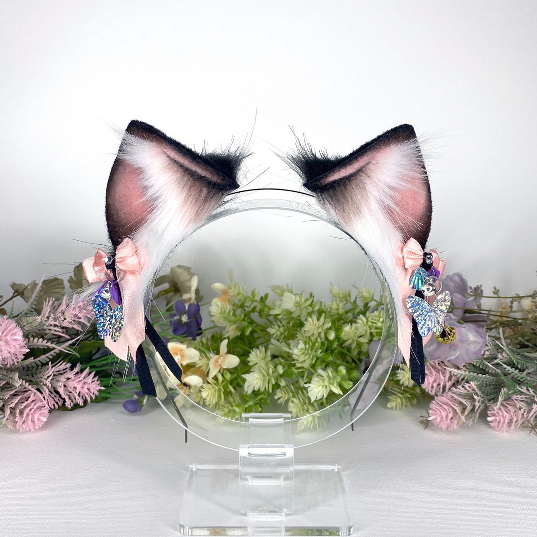 Black and pink cosplay cat ears headband - 发饰 - 环保材料 黑色