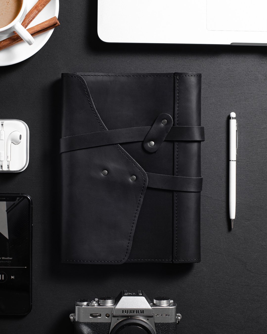 Personalize Journal, Custom Notebook, Travel Diary Journal, Vintage Journal - 笔记本/手帐 - 真皮 黑色
